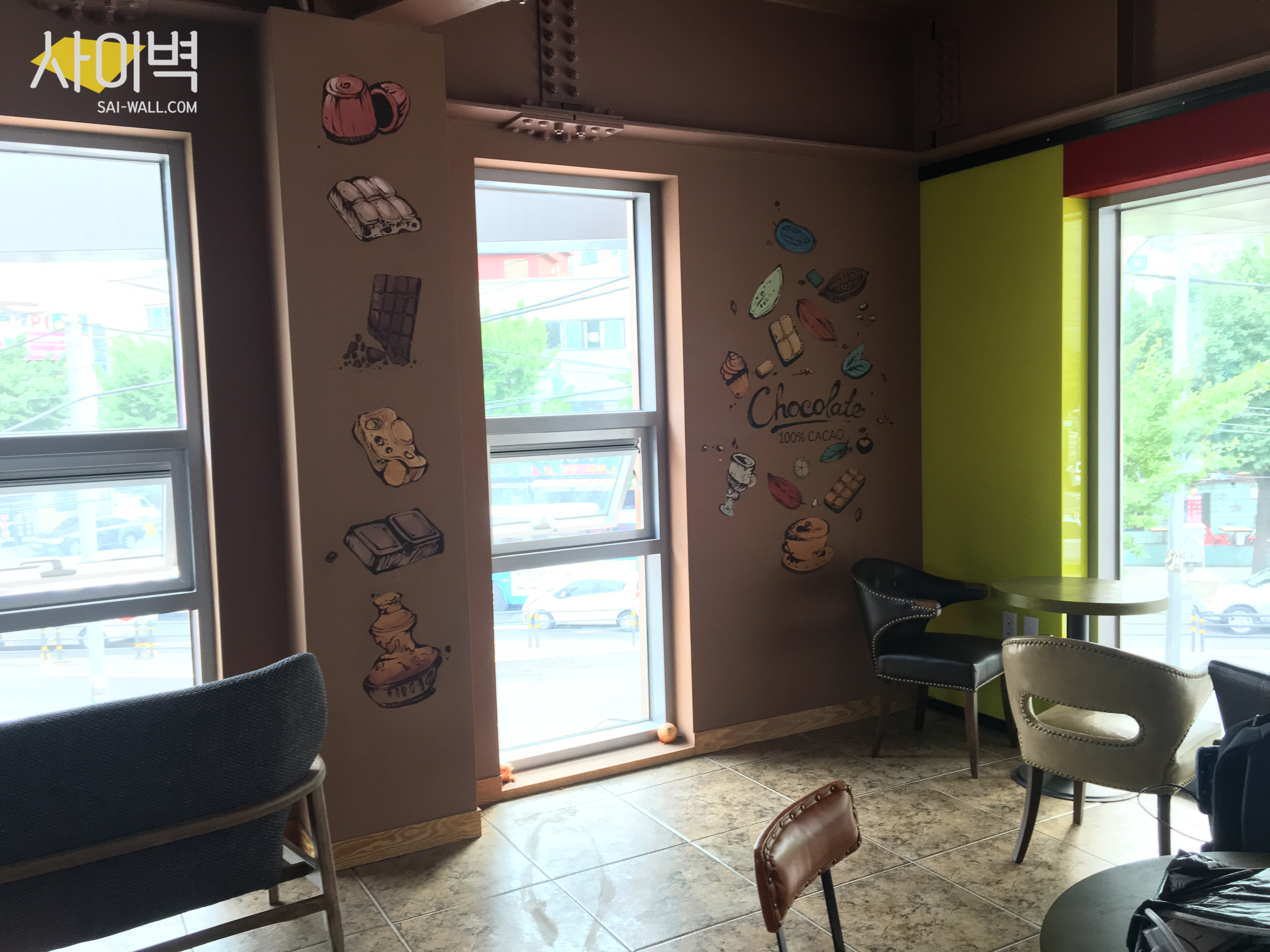 초콜릿 테마 카페 인테리어 벽화 시공 사진 5