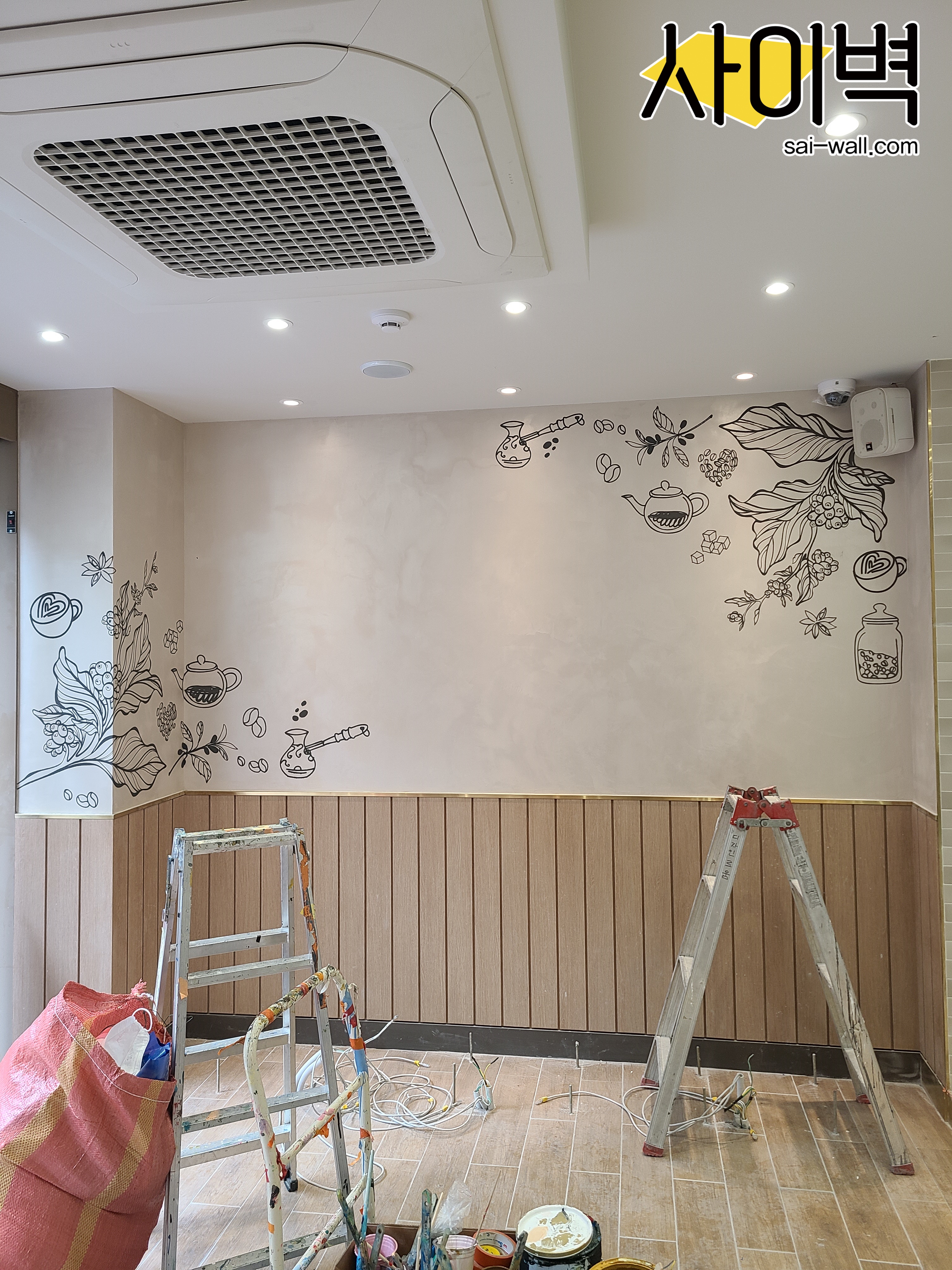 바나프레소 강남사거리점 벽화 시공 사진 6