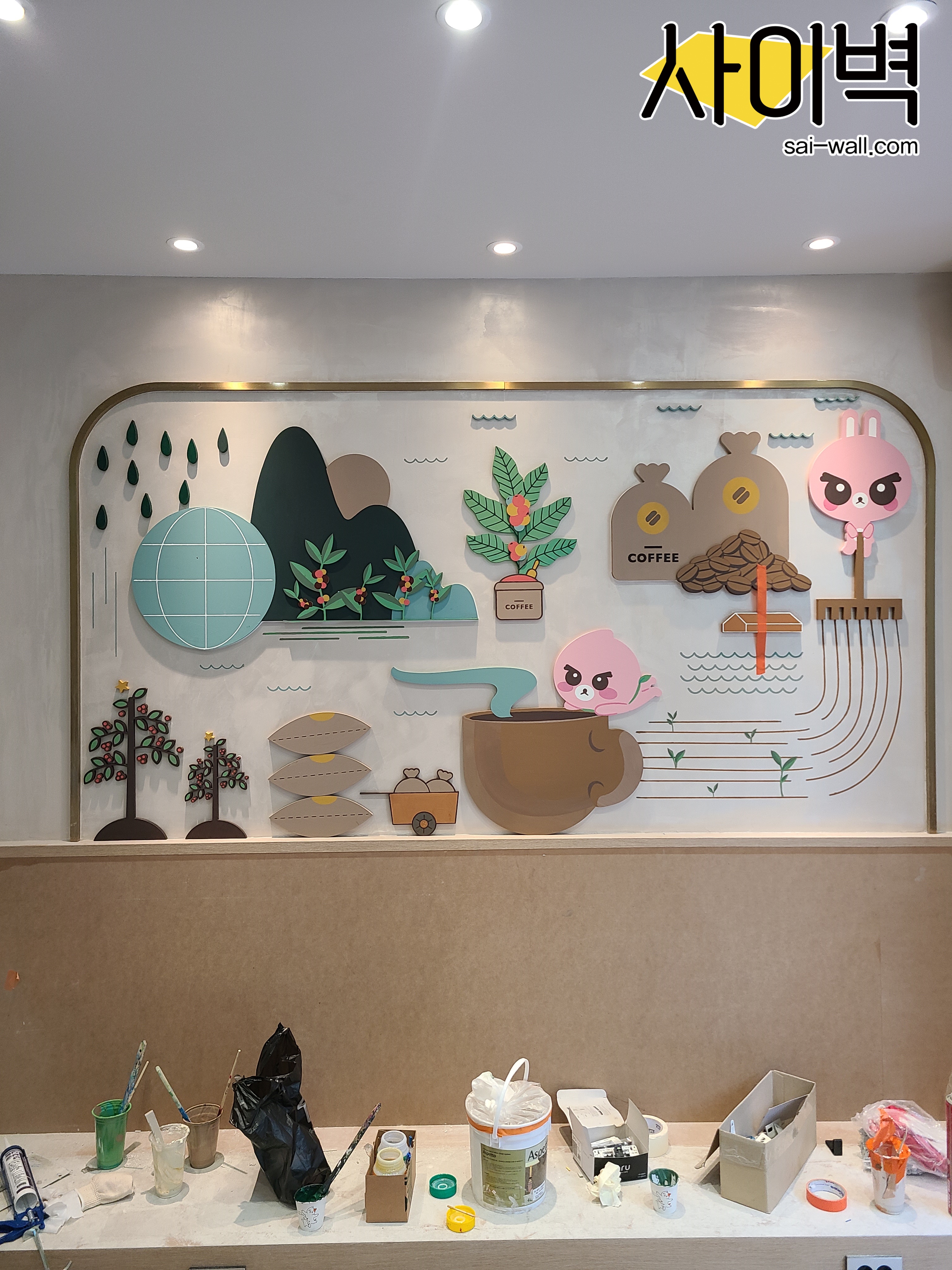 바나프레소 강남사거리점 벽화 시공